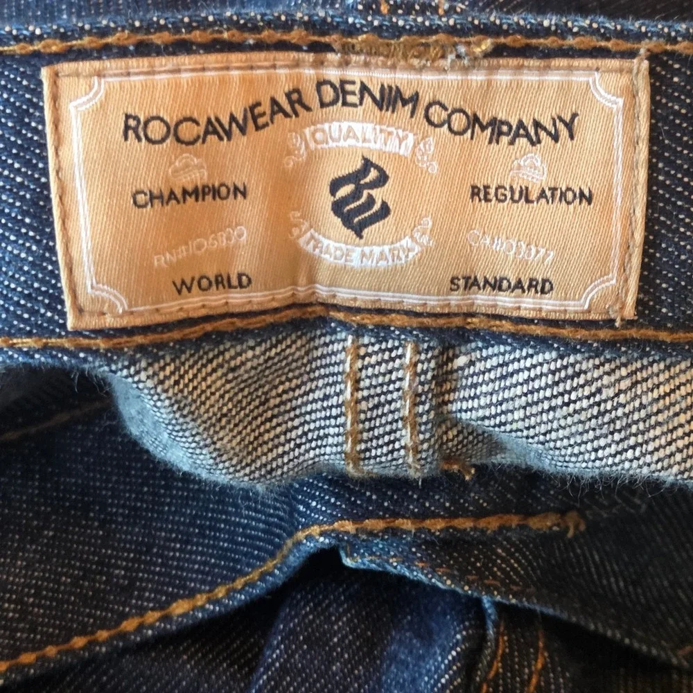 Rocawear Denim Company Mens Dark Wash Bootcut Jeans Sz 40x34